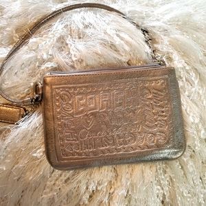 COACH poppy leather wristlet